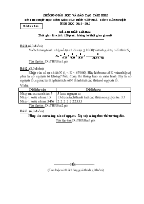 Kỳ thi chọn học sinh giỏi các môn văn hoá lớp 9 cấp huyện năm học 2012 - 2013 đề thi môn Tin Học